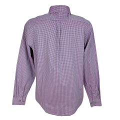 Camisa Masculina Texas Farm Manga Longa Xadrez Rosa E Azul Com Bordado Azul Marinho Ref:Cal458