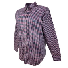 Camisa Masculina Texas Farm Manga Longa Xadrez Rosa logo Azul  Ref: CAL462