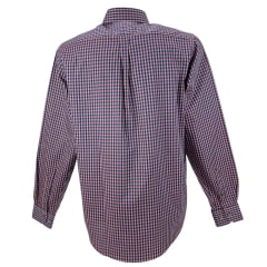 Camisa Masculina Texas Farm Manga Longa Xadrez Rosa logo Azul  Ref: CAL462