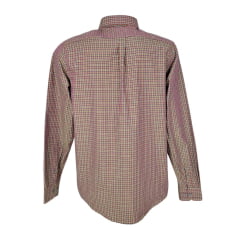 Camisa Masculina Texas Farm Manga Longa Xadrez Roxo/Laranja Com Bordado Verde Neon Ref:CAL449