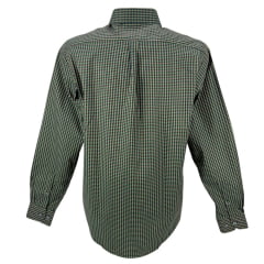 Camisa Masculina Texas Farm Manga Longa Xadrez Verde Logo Marrom Ref: CAL441