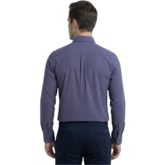 Camisa Masculina Texas Farm Manga Longa Xadrez Vermelho E Azul Logo Cinza Ref:CAL682