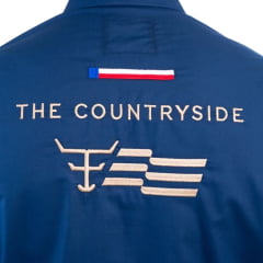 Camisa Masculina Texas Farm para Competição Manga Longa Azul Com Bordado Branco Ref:CP009