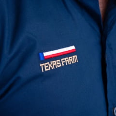 Camisa Masculina Texas Farm para Competição Manga Longa Azul Com Bordado Branco Ref:CP009
