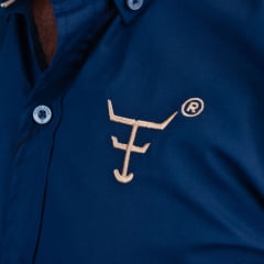 Camisa Masculina Texas Farm para Competição Manga Longa Azul Com Bordado Branco Ref:CP009