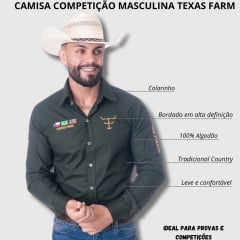 Camisa Masculina Texas Farm Para Competição Manga Longa Bordado - Ref.CP007 - Escolha a cor