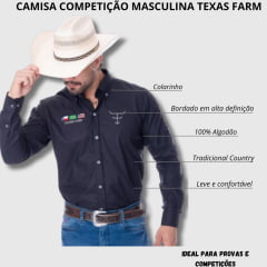 Camisa Masculina Texas Farm Para Competição Manga Longa Bordado - Ref.CP007 - Escolha a cor