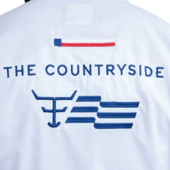 Camisa Masculina Texas Farm Para Competição Manga Longa Branca Com Bordado Azul Marinho Ref:CP009