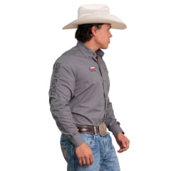 Camisa Masculina Texas Farm Para Competição Manga Longa Cinza Chumbo Com Bordado Cinza Chumbo Ref:CP009