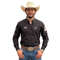 Camisa Masculina Texas Farm Para Competição Manga Longa Preto Com Bordado BrancoRef:CP009