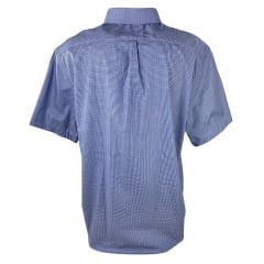 Camisa Masculina Texas Farm Plus Size Manga Curta Xadrez Azul/Cinza Com Logo Bordado Em Preto Ref.CAC703