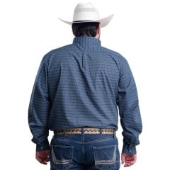 Camisa Masculina Texas Farm Plus Size Manga Longa Xadrez Azul/Chumbo Ref: CAL559