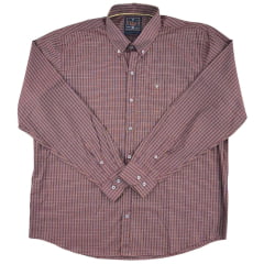 Camisa Masculina Texas Farm Plus Size Manga Longa Xadrez Lilás/Azul Ref: CAL505