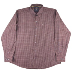 Camisa Masculina Texas Farm Plus Size Manga Longa Xadrez Lilás/Azul Ref: CAL505