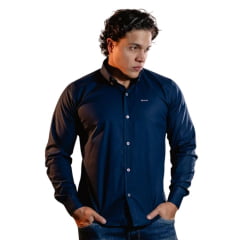 Camisa Masculina Texas Farm Slim Fit Manga Longa Azul Marinho REF: CAL567