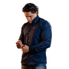 Camisa Masculina Texas Farm Slim Fit Manga Longa Azul Marinho REF: CAL567