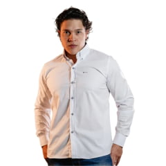 Camisa Masculina Texas Farm Slim Fit Manga Longa Branco REF: CAL567