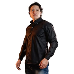 Camisa Masculina Texas Farm Slim Fit Manga Longa Preto REF: CAL567