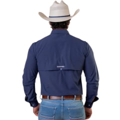 Camisa Masculina Texas Farm UV50+ Explorer Manga Longa Azul Marinho Logo Bordado REF:CAL651