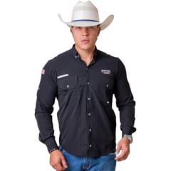 Camisa Masculina Texas Farm UV50+ Explorer Manga Longa Preto Logo Bordado REF:CAL651 Camisa Masculina Texas Farm UV50+ Explorer Manga Longa Preto Logo Bordado REF:CAL651