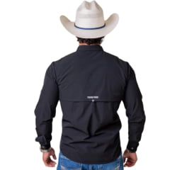 Camisa Masculina Texas Farm UV50+ Explorer Manga Longa Preto Logo Bordado REF:CAL651