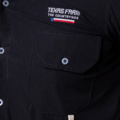 Camisa Masculina Texas Farm UV50+ Explorer Manga Longa Preto Logo Bordado REF:CAL651