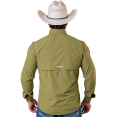Camisa Masculina Texas Farm UV50+ Explorer Manga Longa Verde Com Bolsos E Logo Bordada - REF:CAL651
