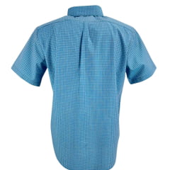 Camisa Masculina Texas Farm Xadrez Azul Com Logo Bordô Manga Curta Ref:CAC807