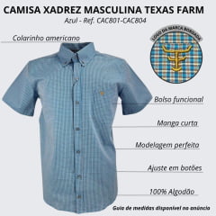 Camisa Masculina Texas Farm Xadrez Manga Curta Ref:CAC801/CAC804