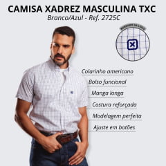 Camisa Masculina TXC Custom Azul/Branco Manga Curta  - Ref. 2725C