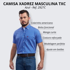 Camisa Masculina TXC Custom Azul Manga Curta  - Ref: 2728L