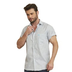 Camisa Masculina TXC Custom Manga Curta Xadrez Branco E Azul Ref:2966C