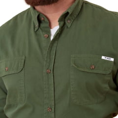 Camisa Masculina TXC Extra Verde Militar Manga Longa Com Logo Em Crú Costurada REF: 29160L