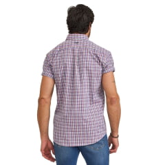 Camisa Masculina TXC Manga Curta Regular Tricoline Bordada Logo Verde Com Bolso Xadrez Lilás/Roxo/Verde Claro RF: 29144C