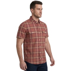 Camisa Masculina TXC Manga Curta Tricoline Worker Xadrez Vinho/Bordô Ref:29729C