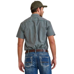 Camisa Masculina TXC Manga Curta Tricoline Xadrez Verde Bolso Bordado Ref: 29370C