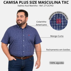 Camisa Masculina TXC Manga Curta X-Size Xadrez Azul Marinho Ref: 2712CPX3