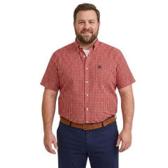 Camisa Masculina TXC Manga Curta X-Size Xadrez Vermelho Com Logo Bordado Ref: 2712CP