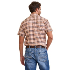 Camisa Masculina TXC Manga Curta Xadrez Laranja Bolso Bordado Ref: 29408C