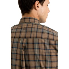 Camisa Masculina TXC Manga Curta Regular Tricoline Verde Musgo E Marrom Ref:29343C
