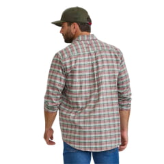 Camisa Masculina TXC Manga Longa Regular Ox Fordine Xadrez Verde E Vermelho Com Logo Bordado Bordô Com Bolso Ref:2927L