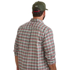 Camisa Masculina TXC Manga Longa Regular Ox Fordine Xadrez Verde E Vermelho Com Logo Bordado Bordô Com Bolso Ref:2927L