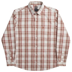 Camisa Masculina TXC Manga Longa Regular Tricoline Xadrez Bege Claro/Marrom 29511L