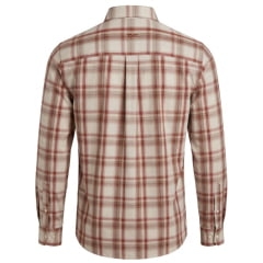 Camisa Masculina TXC Manga Longa Regular Tricoline Xadrez Bege Claro/Marrom 29511L