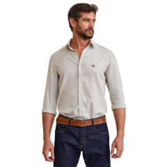 Camisa Masculina TXC Manga Longa Slim Maquinetado Verde Militar Ref: 29430L