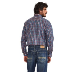 Camisa Masculina TXC Manga Longa Tricoline Regular Listrada Xadrez Azul Royal Vinho Branco Bordado Creme Ref:29139L