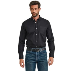 Camisa Masculina TXC Oxford Manga Longa Preto Logo Preto Ref:29140L