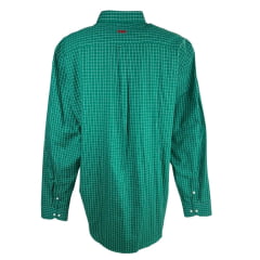 Camisa Masculina TXC Plus Size Manga Longa Xadrez Verde E Branco Com Logo Bordada Em Vermelho REF: 2718L