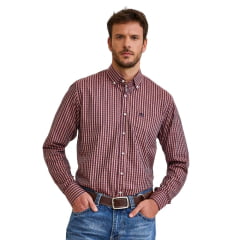Camisa Masculina TXC Regular Manga Longa Tricoline Xadrez Bordô REF: 29371L Camisa Masculina TXC Regular Manga Longa Tricoline Xadrez Bordô REF: 29371L