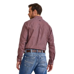 Camisa Masculina TXC Regular Manga Longa Tricoline Xadrez Bordô REF: 29371L